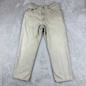 VTG LL Bean Jeans Mens 36x30 Fit 35x29 Beige Natural Fit Flannel Lined Straight